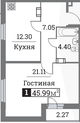 1-к квартира, 46 м², Кудрово, Европейский пр-т, 13/6